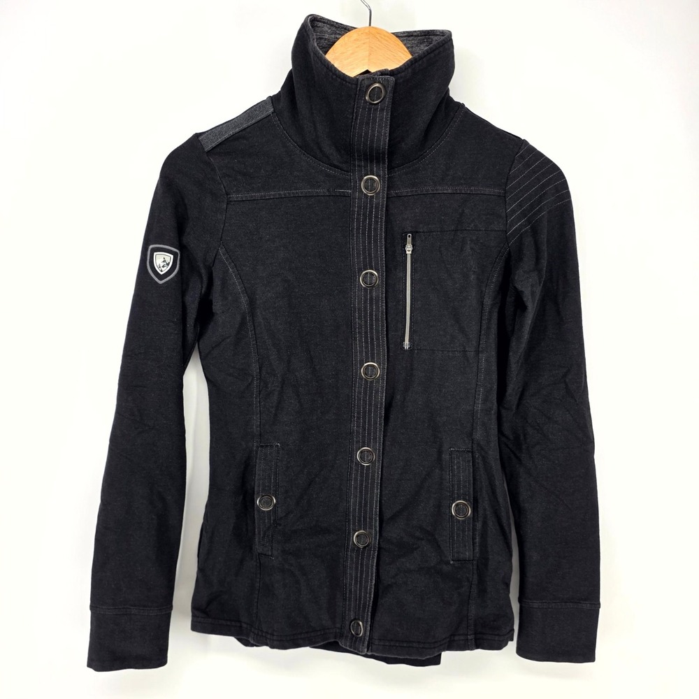 KUHL Jacket Womens XS Black Button Up Funnel Neck Outdoor Utility Coat 8790